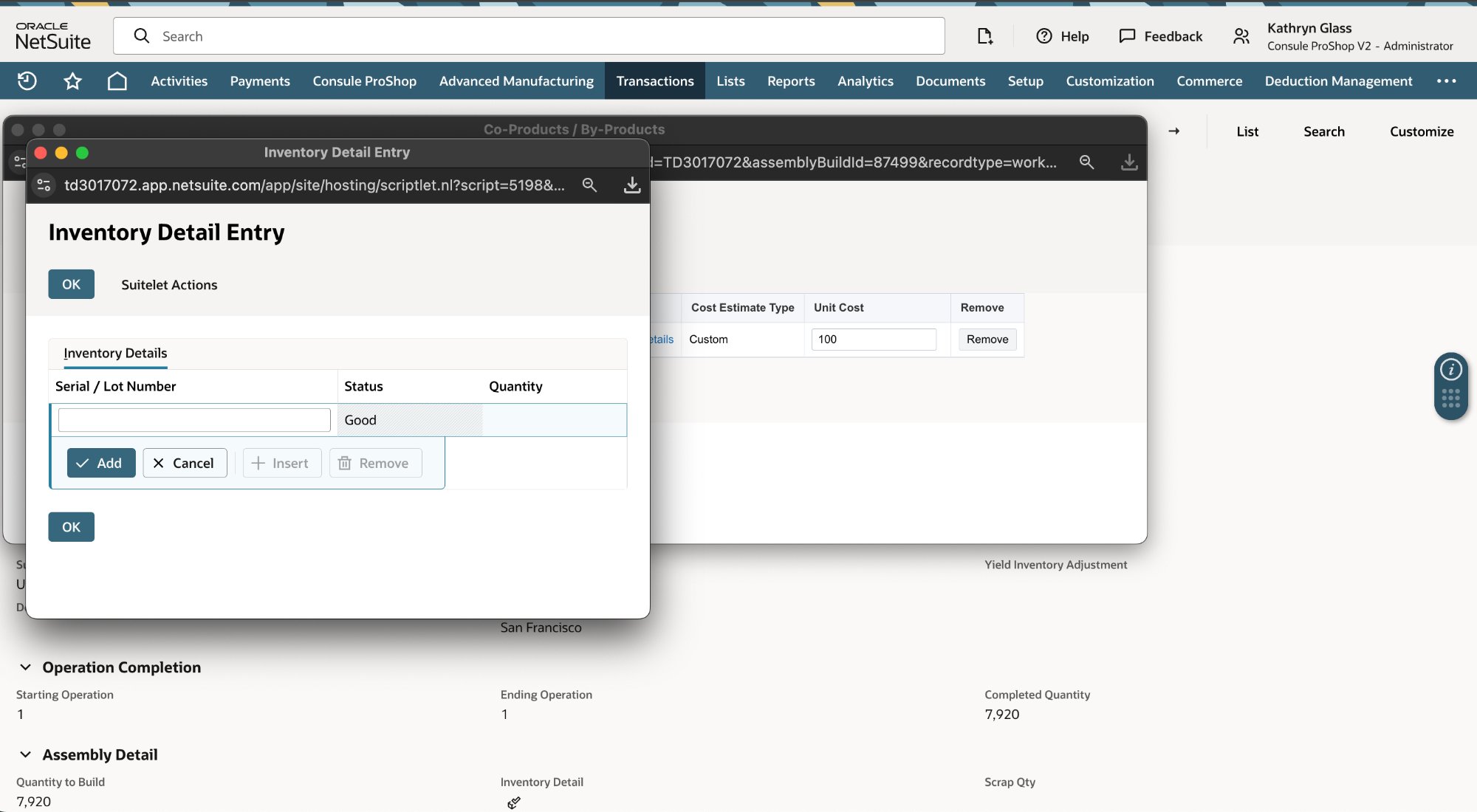 CoYield inventory detail