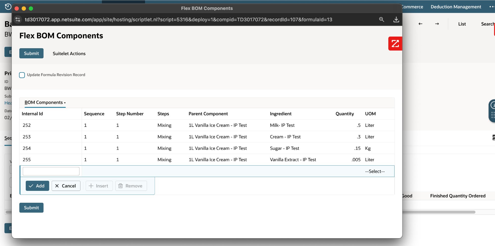 FlexBom editing mode