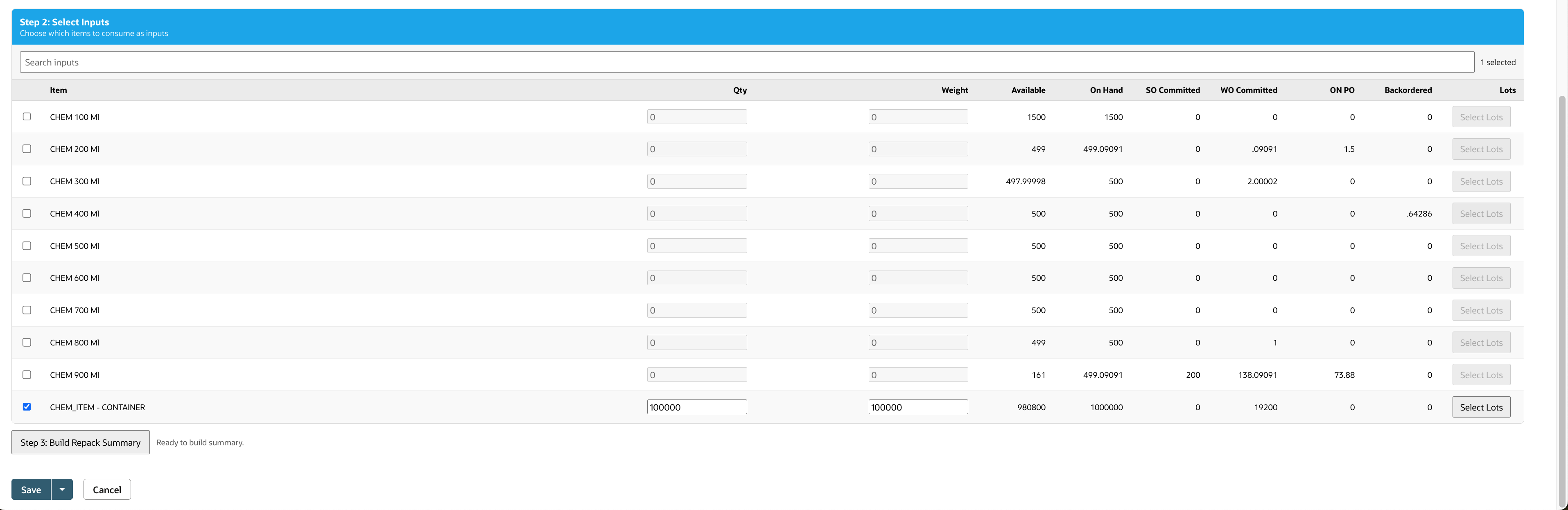 Repack Orders auto suggestions